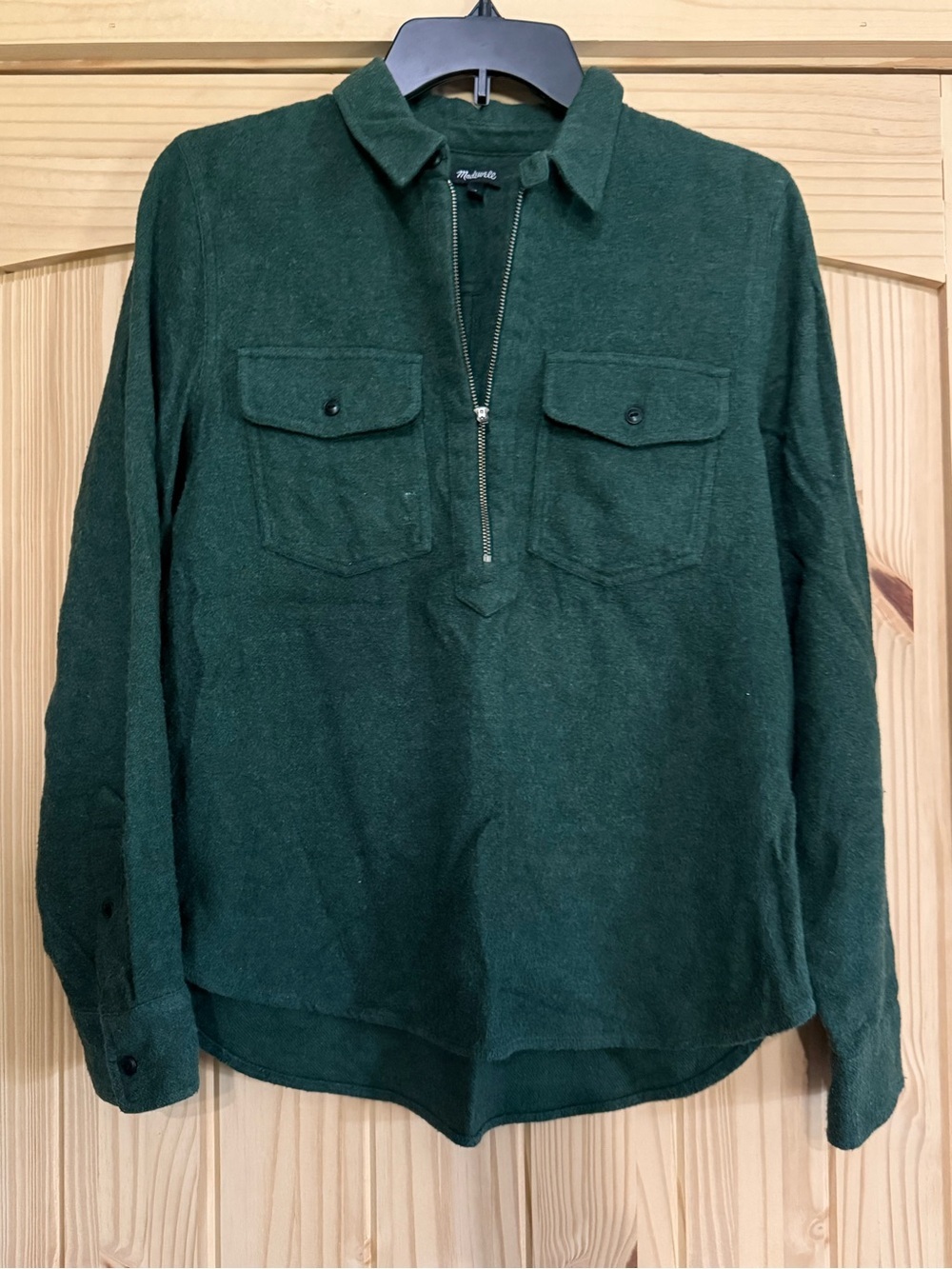 Madewell Dark Green Zip-Front Pullover‎ Jacket